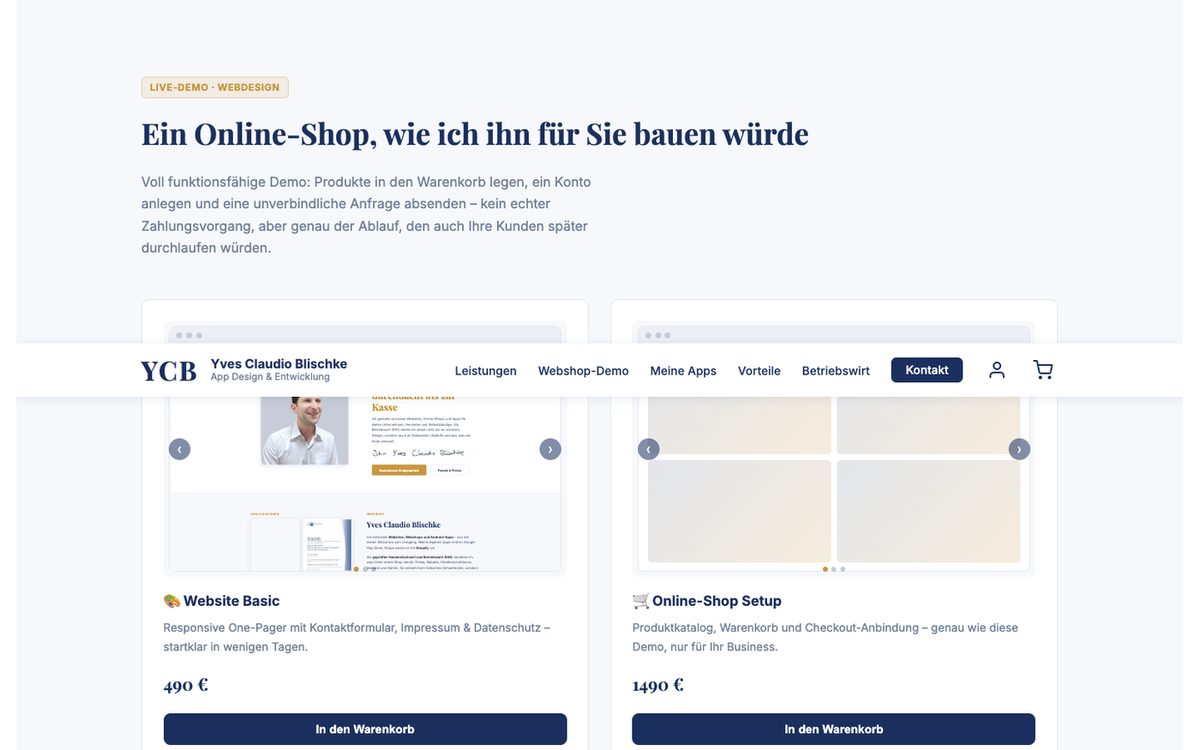 Shop-Demo mit Produkten